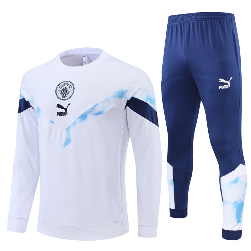 AAA Quality Manchester City 22/23 Tracksuit - White/Sky Blue